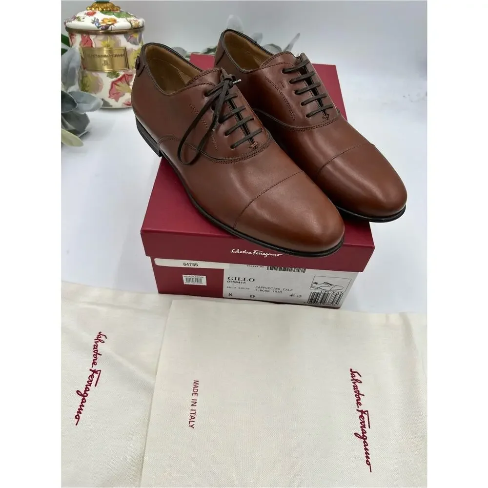 Men's Salvatore Ferragamo GILLO lace up Oxford size 8D made in Italy
